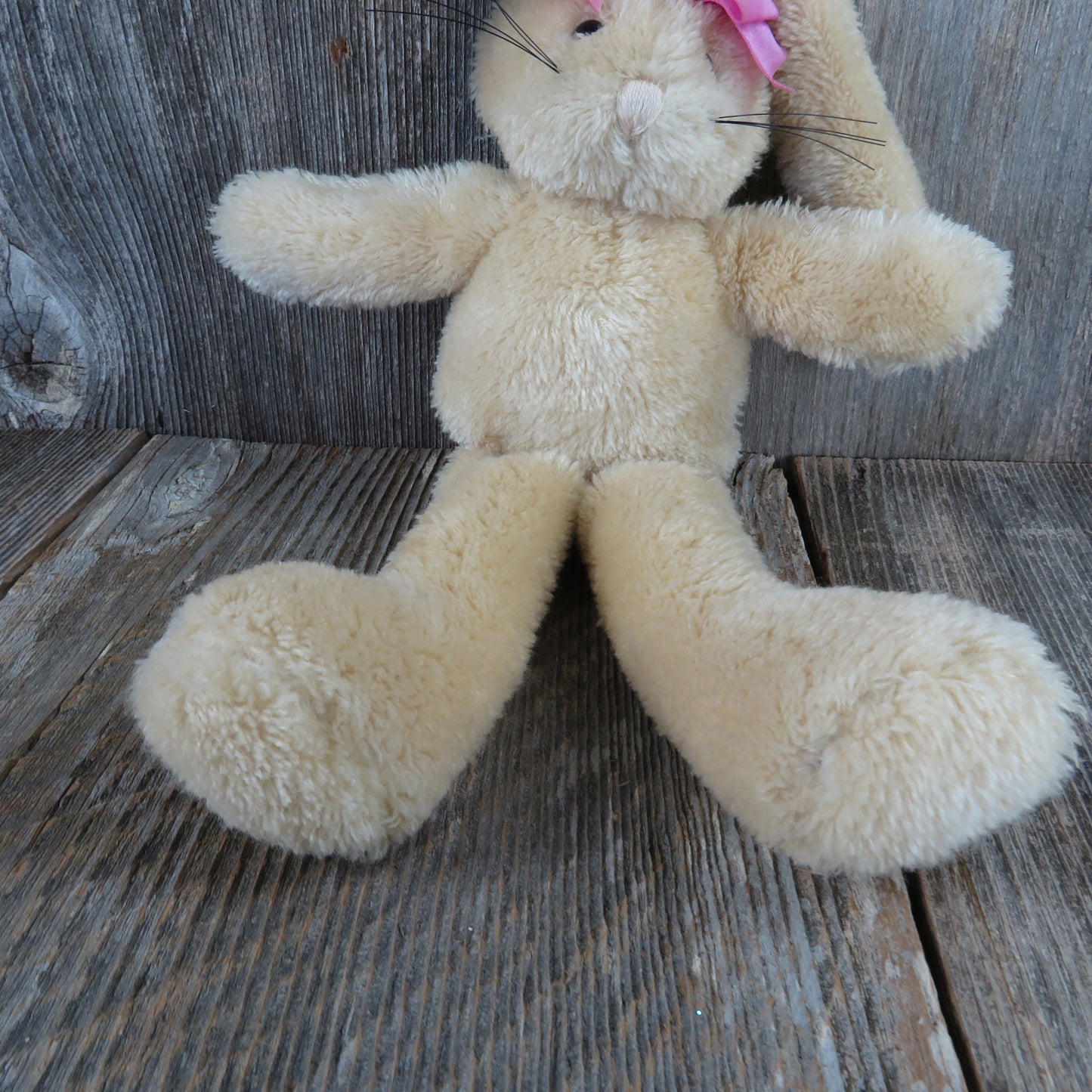 Vintage Bunny Rabbit Plush Long Legs Pink Bow Stuffed Animal Applause 1993 - At Grandma's Table