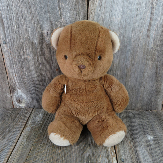 Vintage Teddy Bear Plush Brown James River Stuffed Animal Flocked Nose Korea 1987 - At Grandma's Table