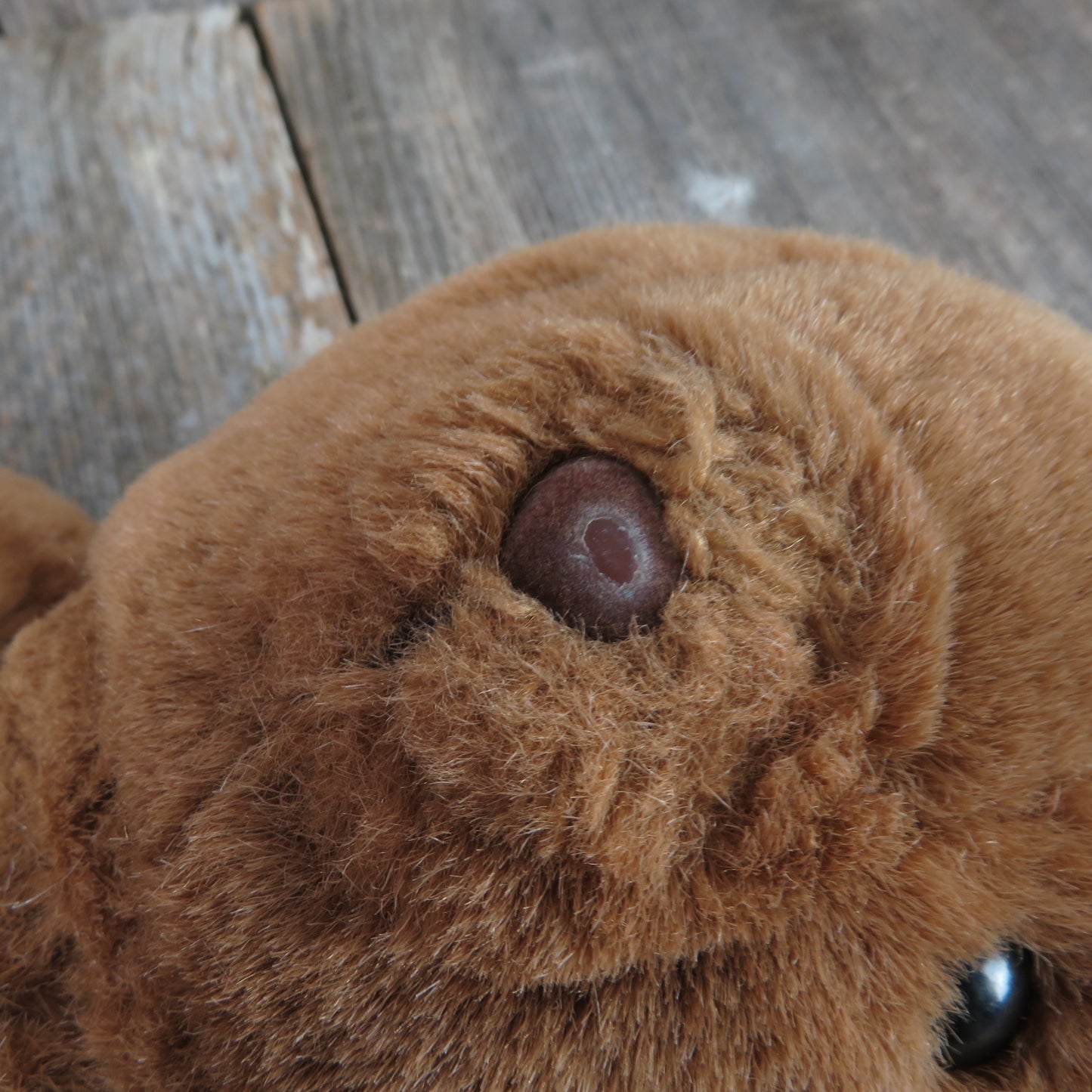 Vintage Teddy Bear Plush Brown James River Stuffed Animal Flocked Nose Korea 1987 - At Grandma's Table
