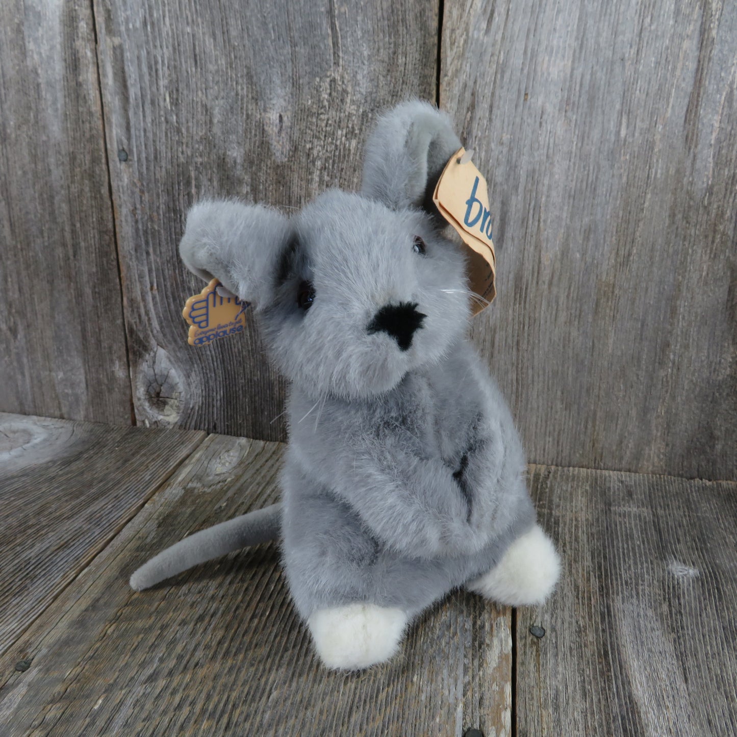 Vintage Mouse Plush Stuffed Animal Bravo Roquefort Toy Doll Grey 1988 Applause - At Grandma's Table