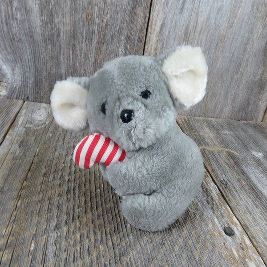 Vintage Mouse Christmas Plush Stuffed Dakin Fun Farm Animal 1982 Doll Toy Gray - At Grandma's Table