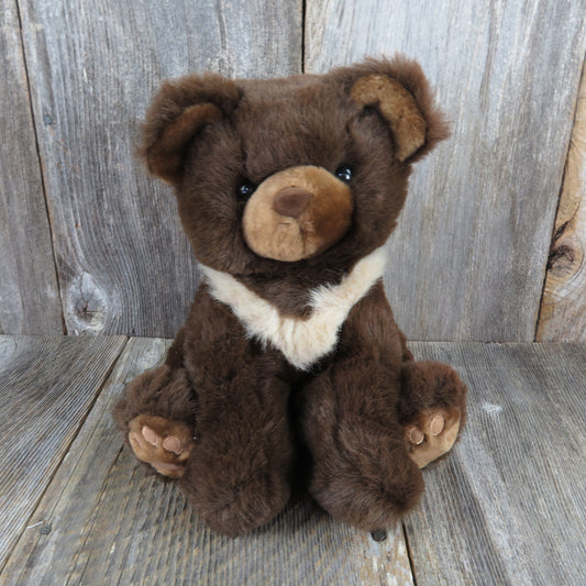 Vintage Teddy Bear Plush Sitting Stuffed Animal Brown Tan American Wego 10 inches - At Grandma's Table