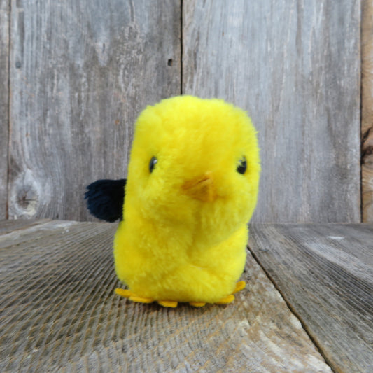 Vintage Yellow Bird Stuffed Animal Finch Black 1981 Dakin Plush 6 Inch Goldfinch - At Grandma's Table