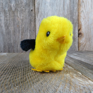 Vintage Yellow Bird Stuffed Animal Finch Black 1981 Dakin Plush 6 Inch Goldfinch - At Grandma's Table