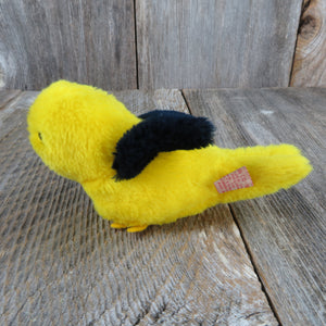 Vintage Yellow Bird Stuffed Animal Finch Black 1981 Dakin Plush 6 Inch Goldfinch - At Grandma's Table