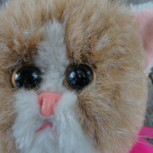 Load image into Gallery viewer, Vintage Baby Kitten Plush Kitty Kitty Cat Stuffed Animal Tyco 1995 Purrs Pink Bow Brown and White - At Grandma&#39;s Table