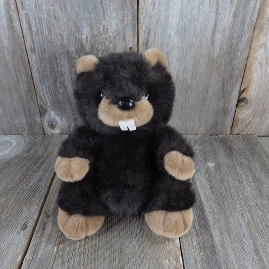 Vintage Beaver Stuffed Animal Plush A & A Plush Brown Tan Teeth Tail - At Grandma's Table