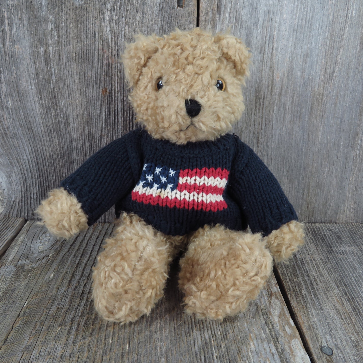 Vintage Teddy Bear Plush Ty Ralph Lauren American Flag Sweater Stuffed ...