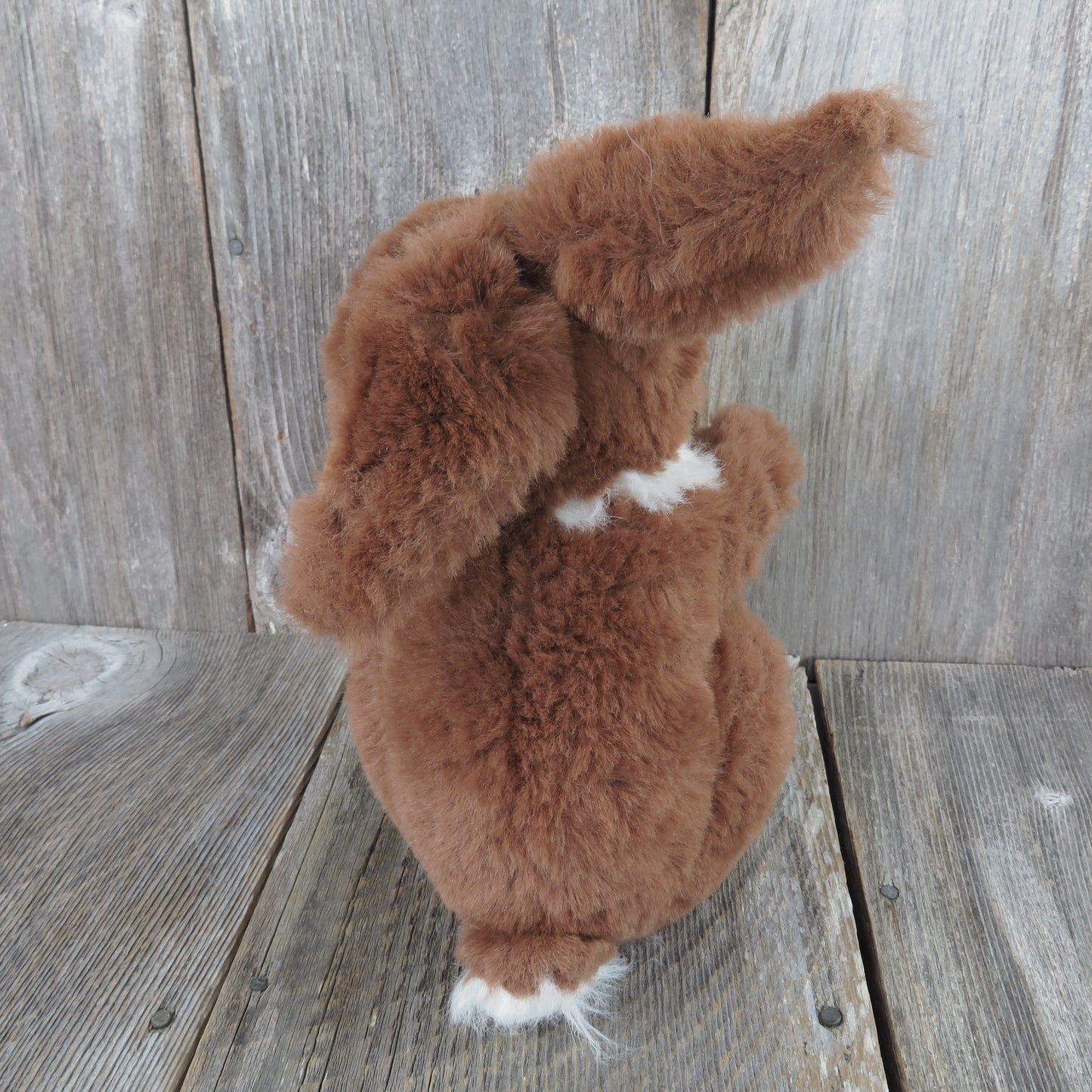 Vintage Bunny Plush Brown White Rabbit Stuffed Animal Easter Life Like - At Grandma's Table