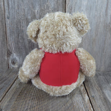 Load image into Gallery viewer, Vintage Teddy Bear Plush Red Green Vest Bow Tie Hallmark Stuffed Animal Christmas Holiday Curly Haired Glass Eyes - At Grandma&#39;s Table