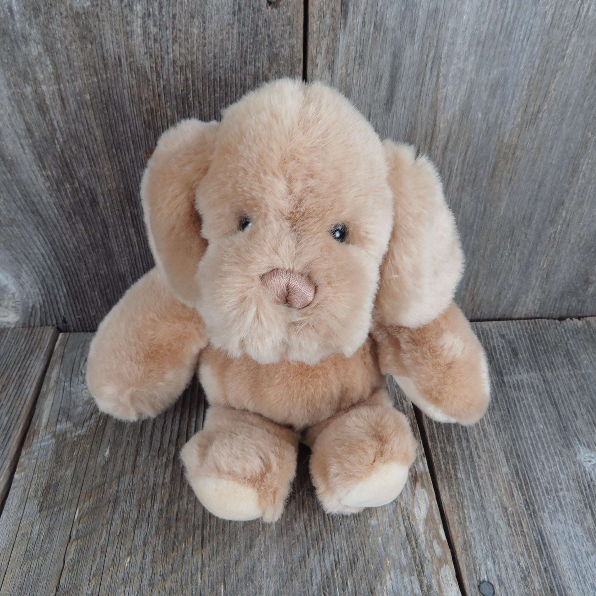 Vintage Puppy Dog Plush Baby Gund Brown Stuffed Animal Floppy Ears Stitched Nose 1990 - At Grandma's Table