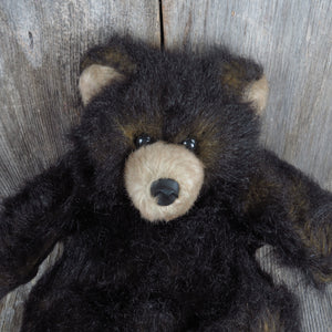 Vintage Teddy Bear Plush Stuffed Animal Mary Meyer Black Brown Long Hair - At Grandma's Table