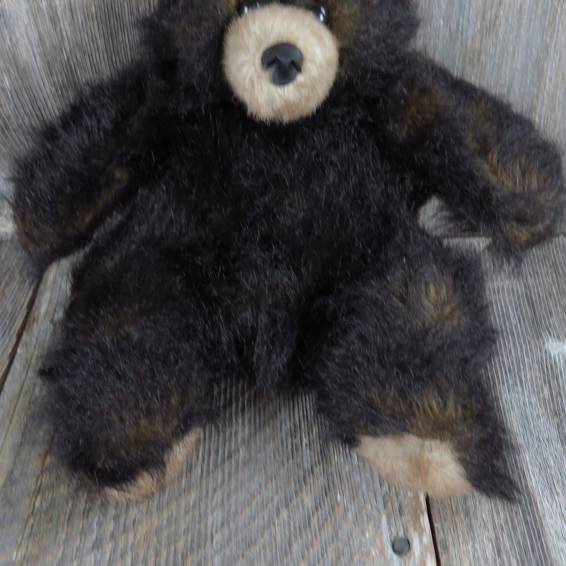 Vintage Teddy Bear Plush Stuffed Animal Mary Meyer Black Brown Long Hair - At Grandma's Table