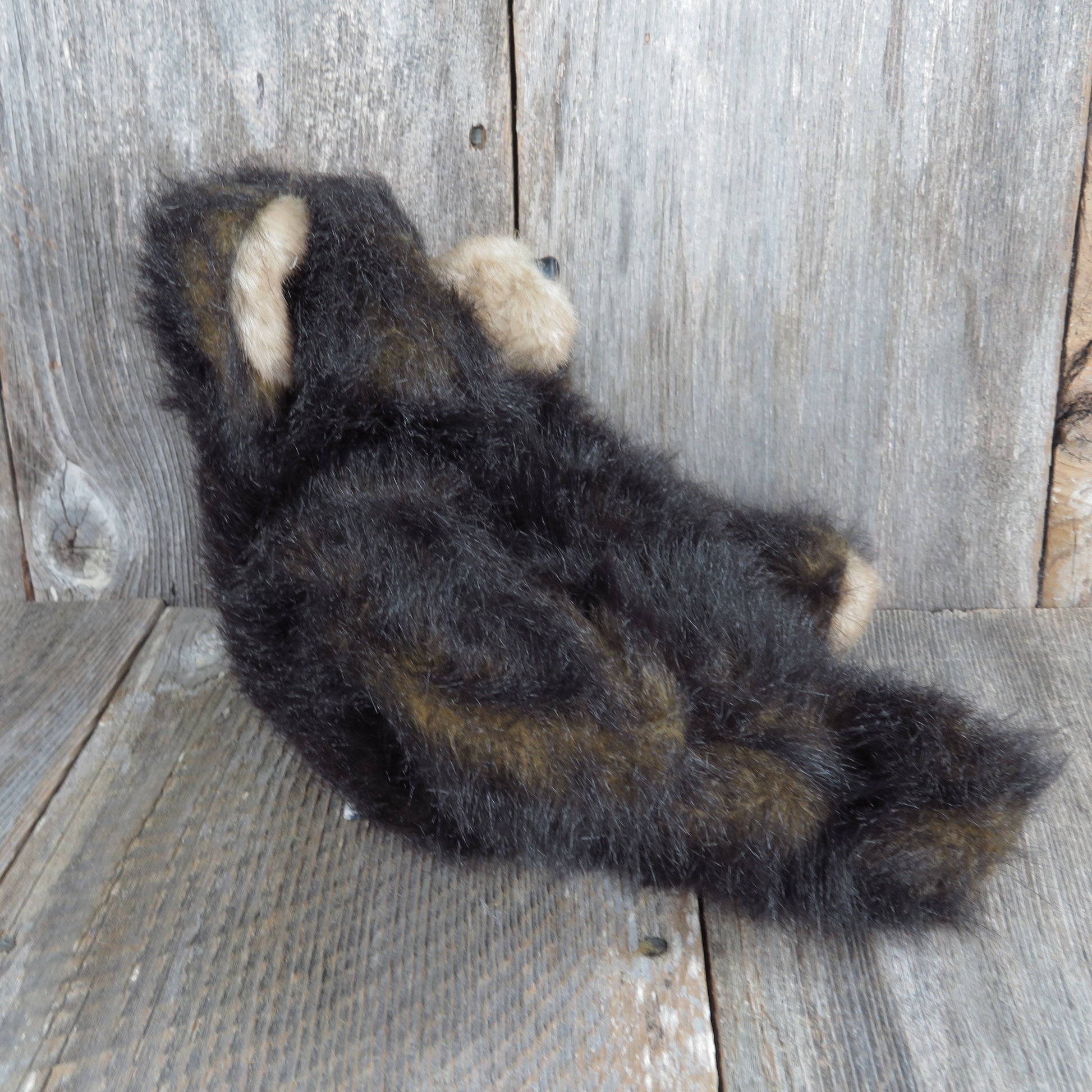 Vintage Teddy Bear Plush Stuffed Animal Mary Meyer Black Brown Long Hair - At Grandma's Table