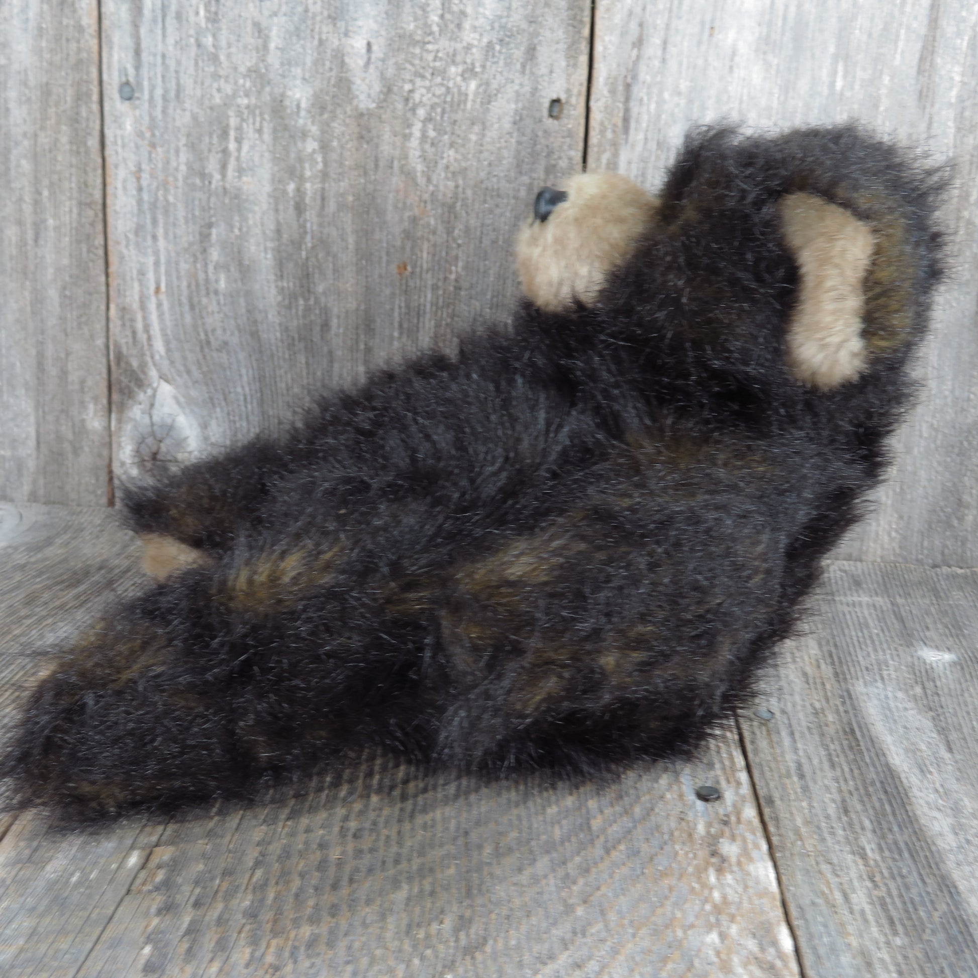 Vintage Teddy Bear Plush Stuffed Animal Mary Meyer Black Brown Long Hair - At Grandma's Table