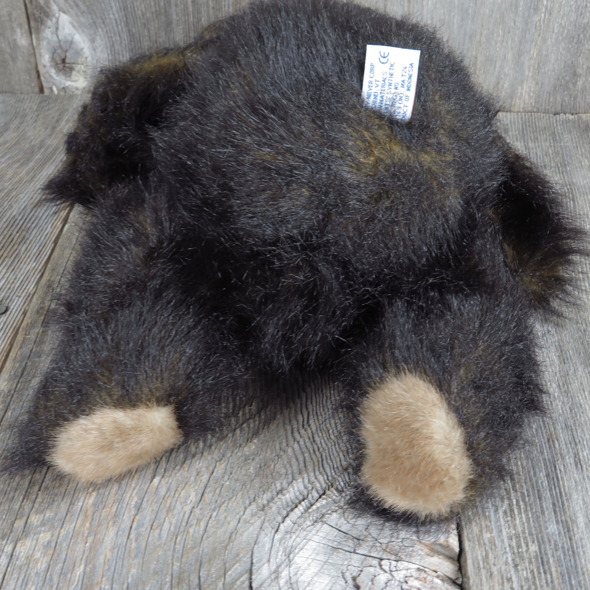 Vintage Teddy Bear Plush Stuffed Animal Mary Meyer Black Brown Long Hair - At Grandma's Table