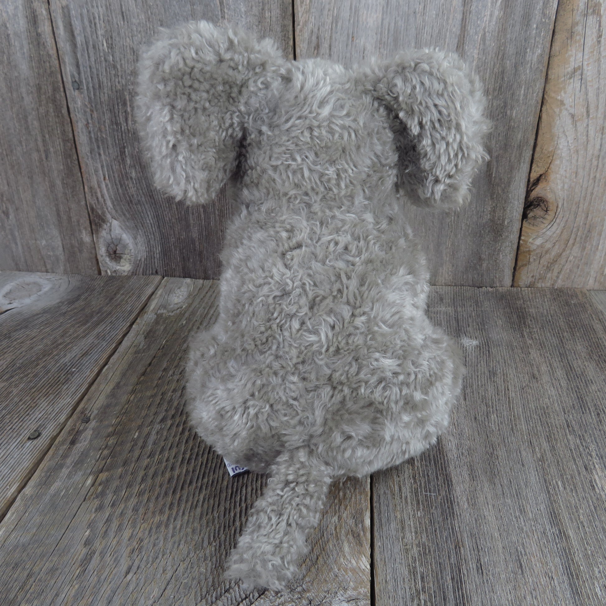 Vintage Elephant Plush Stuffed Animal Tusks Grey Mervyns Playful Plush Curly Hair Gray Korea - At Grandma's Table