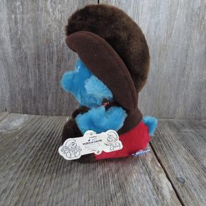 Vintage Cowboy Smurf Plush Wallace Berrie Character Stuffed Animal Blue Red Brown 1983 - At Grandma's Table