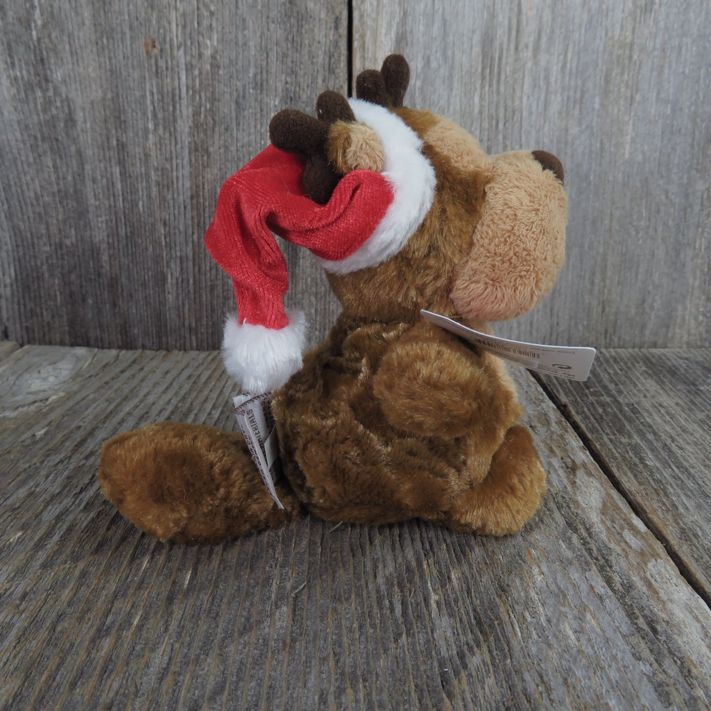 Moose Plush Gund Igloo Crew Christmas Brown Antlers Red Mini Stuffed Animal Doll Toy Holiday Santa Hat - At Grandma's Table