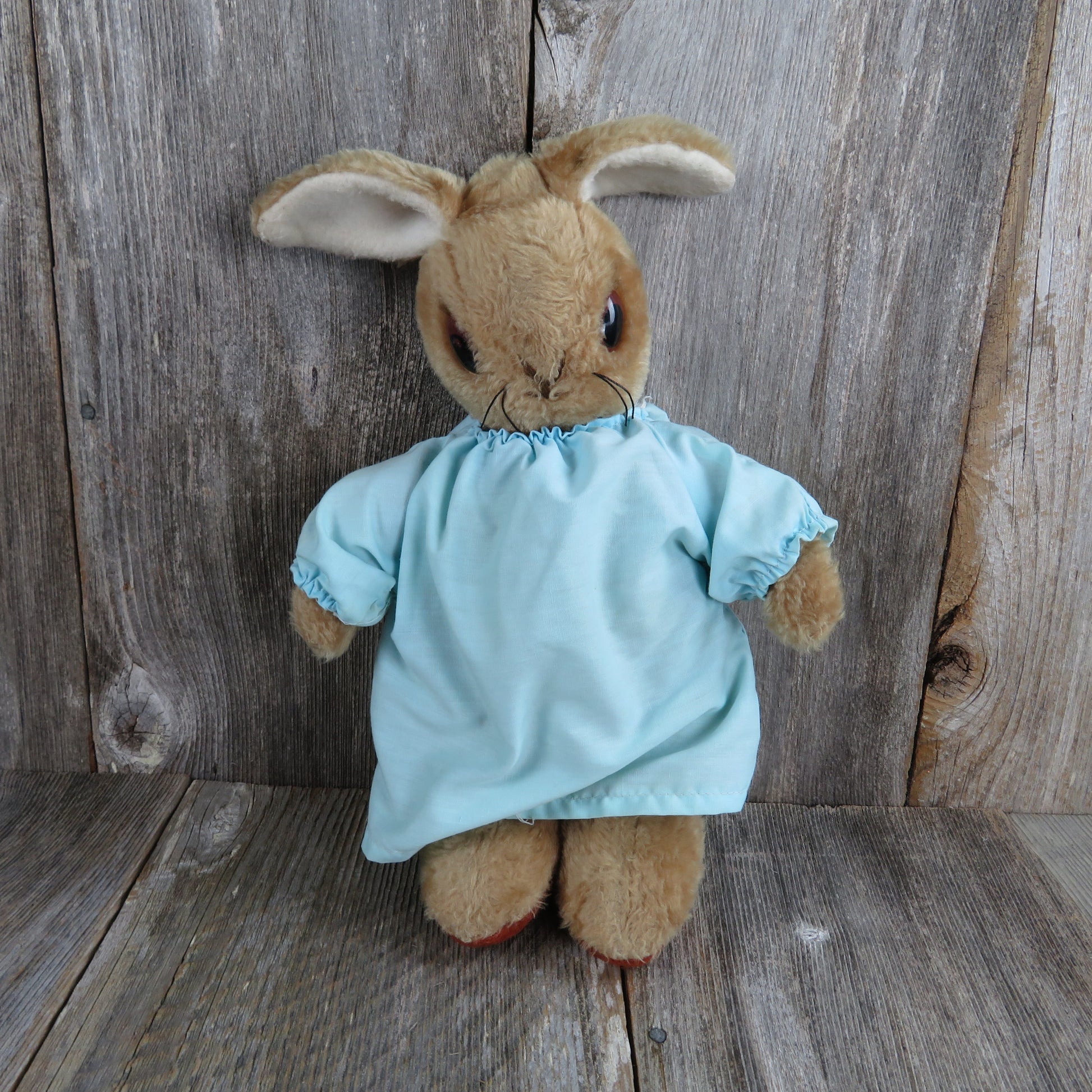 Vintage Bunny Plush Eden Rabbit Peter Standing Blue Dress Night Shirt Easter Stuffed Animal USA - At Grandma's Table