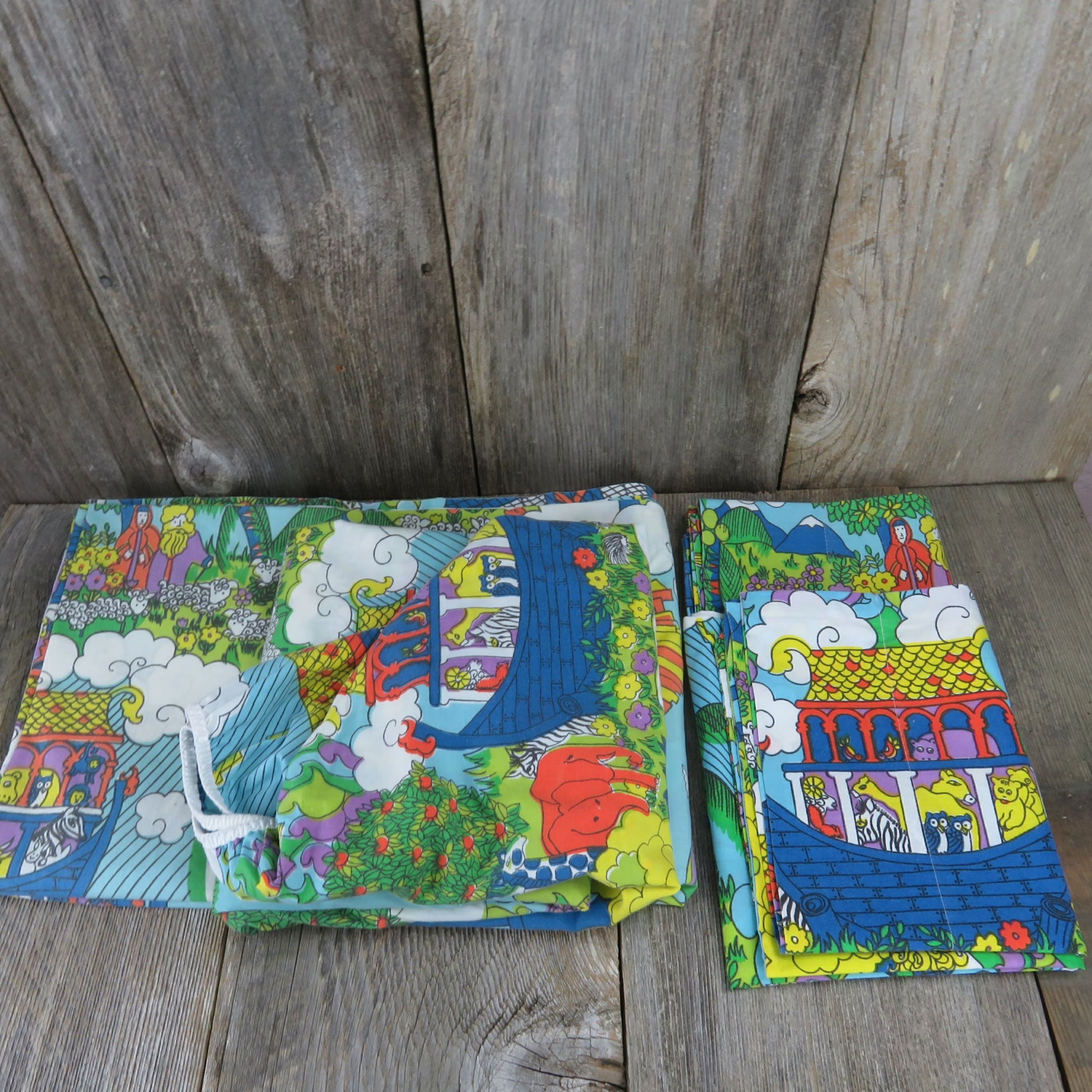 Vintage Noah's Ark Twin Sheet Set by Sears, Roebuck and Company - At Grandma's Table