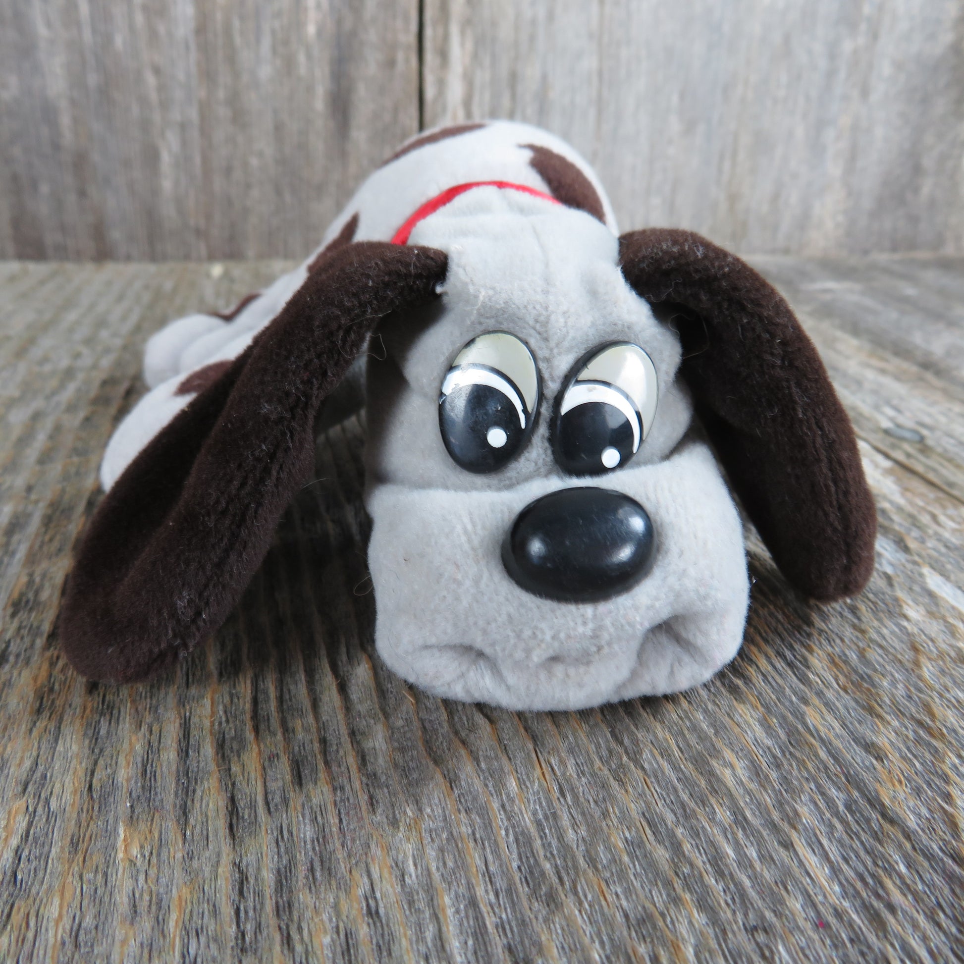 Vintage Spotted Pound Puppy Plush Grey Brown Long Ears Gray