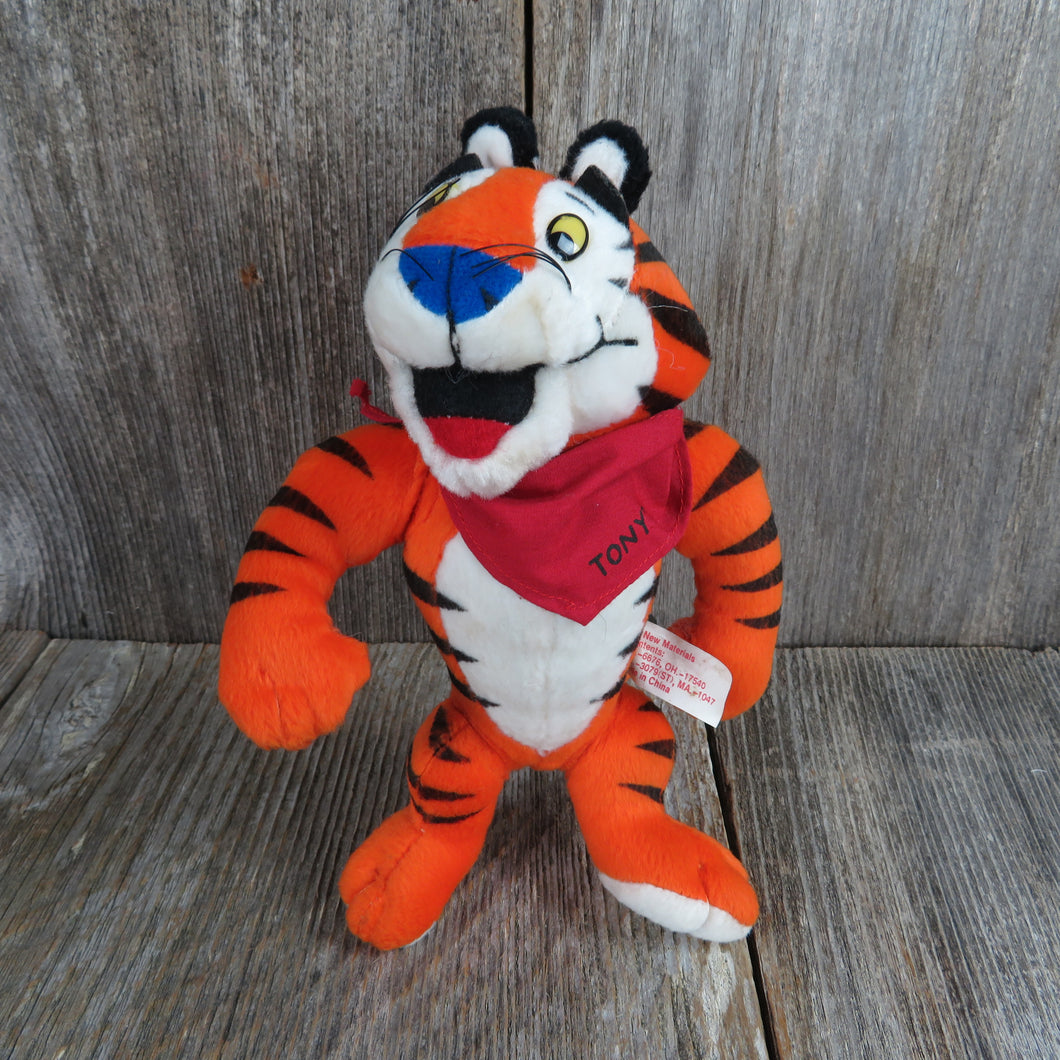 Vintage Tony the Tiger Plush Kellogg's Frosted Flakes Mascot Jointed Stuffed Animal Orange Black 1997 - At Grandma's Table