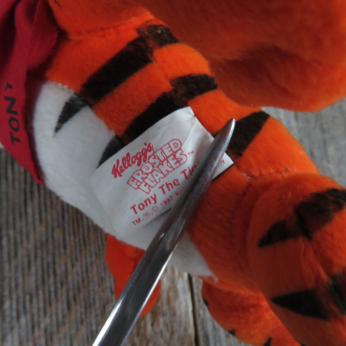 Vintage Tony the Tiger Plush Kellogg's Frosted Flakes Mascot Jointed Stuffed Animal Orange Black 1997 - At Grandma's Table
