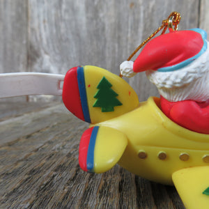 Vintage Santa Airplane Ornament Yellow Merry Christmas Hallmark 1994 Keepsake - At Grandma's Table