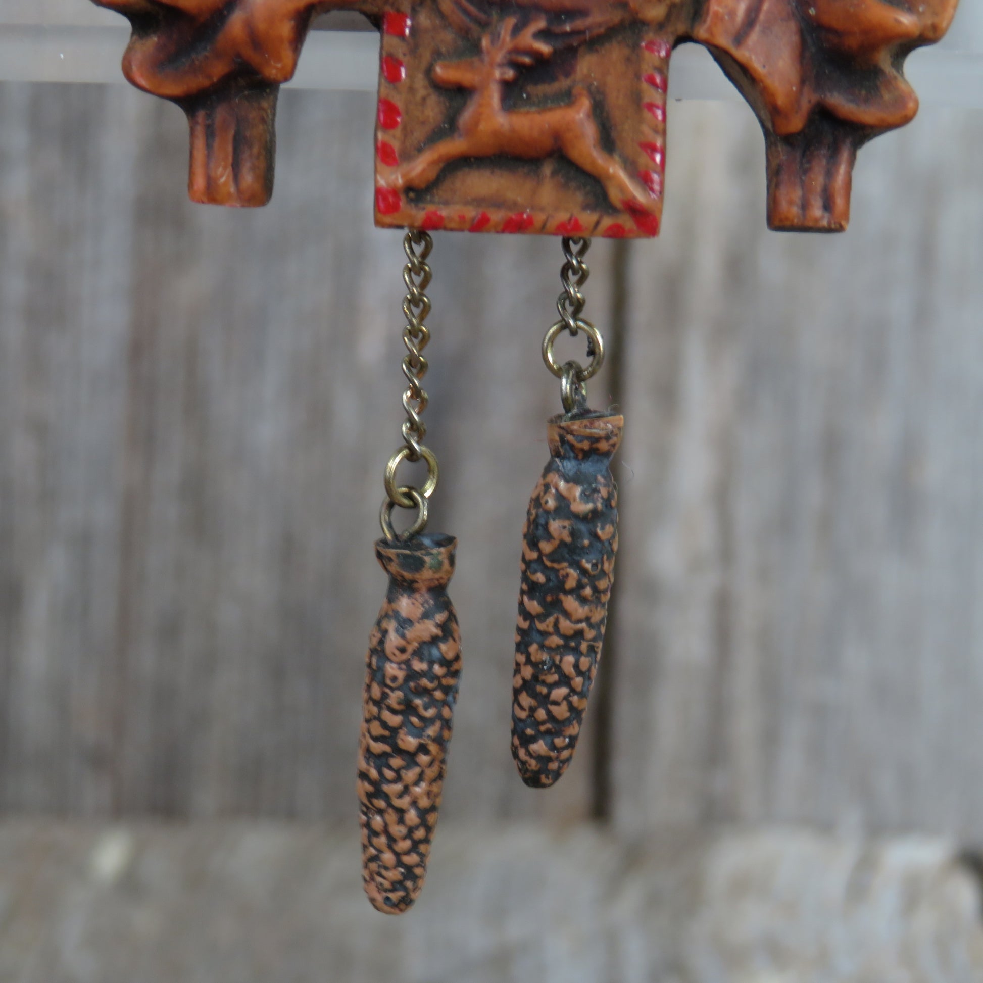 Vintage Clock Ornament Old World Cuckoo Hallmark Christmas 1984 Pinecone Chain - At Grandma's Table