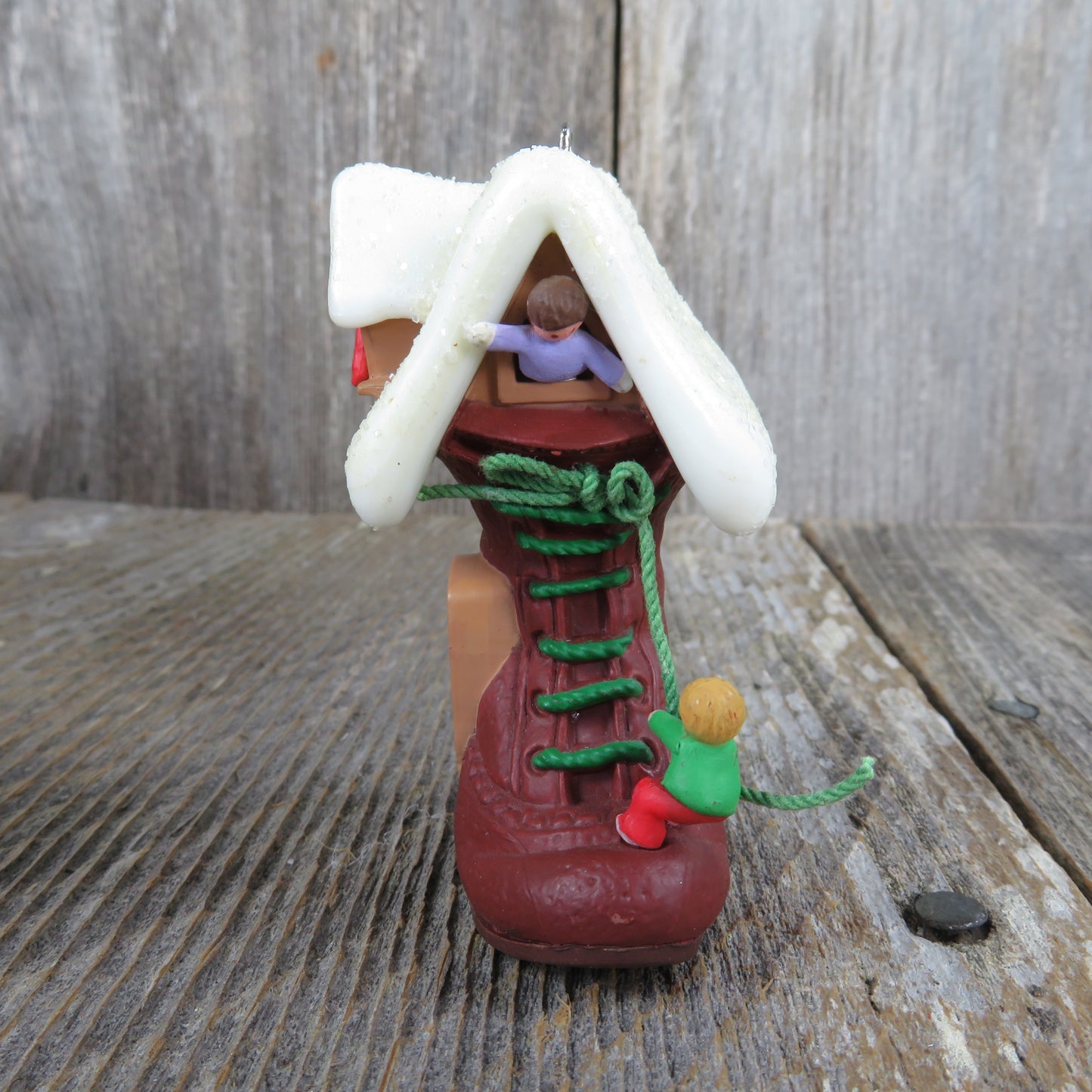Vintage Boot Shoe Ornament Old Woman Who Lived in a Shoe Hallmark Christmas 1985 Nursery Rhyme Ornament - At Grandma's Table