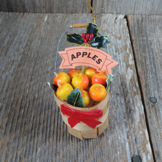 Vintage Basket of Apples Ornament Bushel Fresh Picked Fruit Wooden Christmas Wood - At Grandma's Table