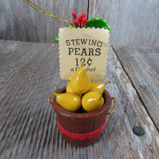 Vintage Stewing Pears Ornament Bushel Fresh Picked Fruit Wooden Kurt Adler Christmas Wood 1983 Taiwan - At Grandma's Table