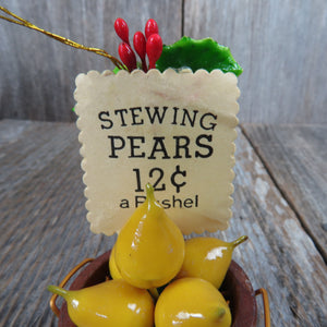 Vintage Stewing Pears Ornament Bushel Fresh Picked Fruit Wooden Kurt Adler Christmas Wood 1983 Taiwan - At Grandma's Table