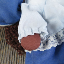 Load image into Gallery viewer, Vintage African American Rag Doll Kamar Dianna Yarn Hair Blue Dress Bloomers Black Soft Fabric Taiwan - At Grandma&#39;s Table
