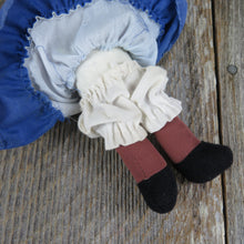 Load image into Gallery viewer, Vintage African American Rag Doll Kamar Dianna Yarn Hair Blue Dress Bloomers Black Soft Fabric Taiwan - At Grandma&#39;s Table