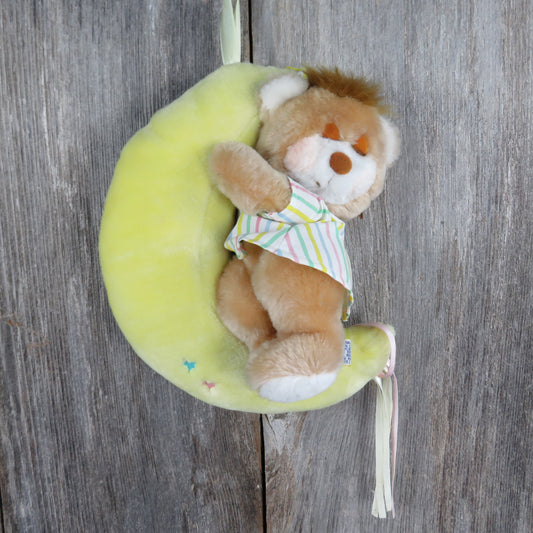 Vintage Teddy Bear on Moon Plush Dakin Morgan Beddy Bear Night Cap Sleepy Stuffed Animal Sleepytime Bear 1983 - At Grandma's Table