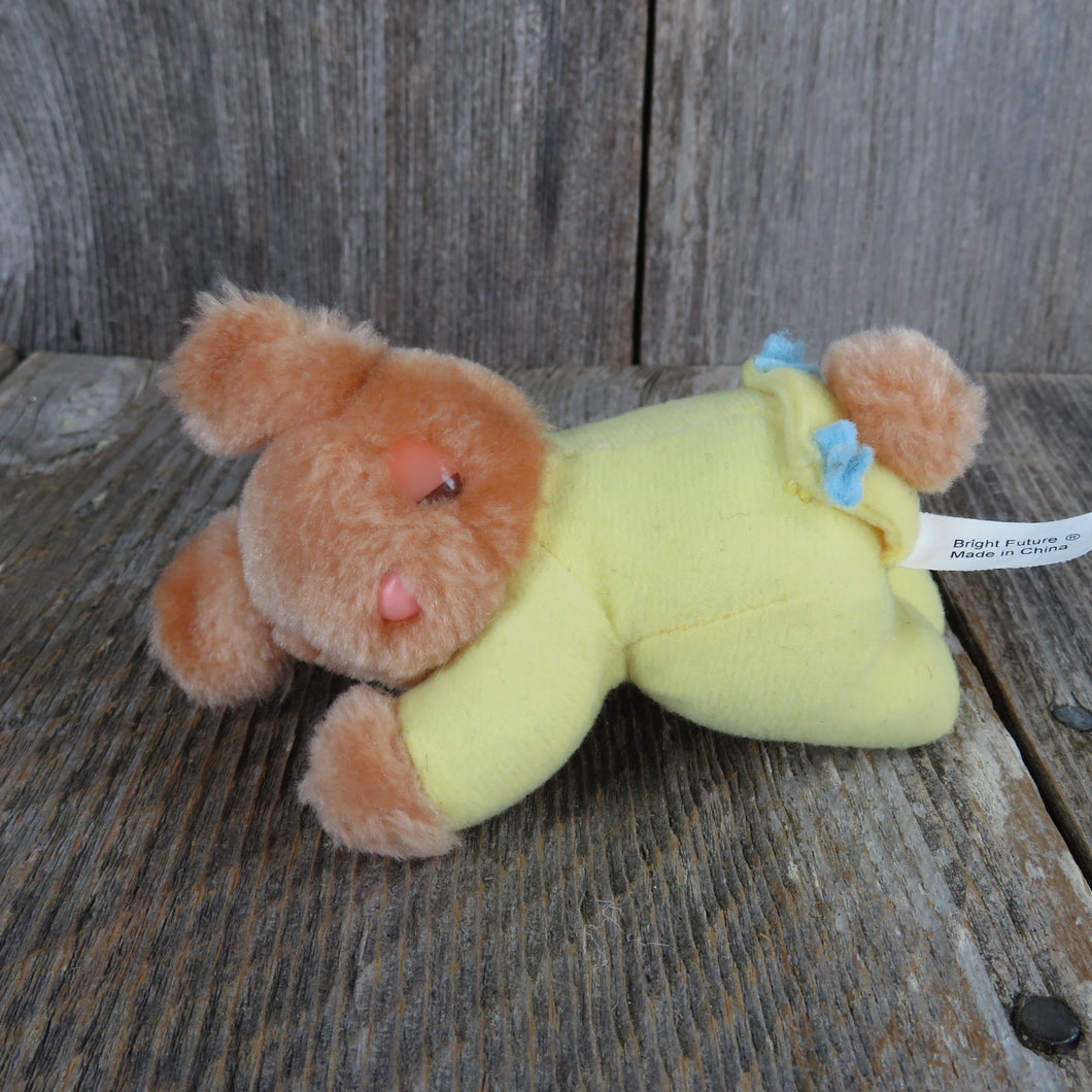 Vintage Sleeping Bunny Plush Rabbit Yellow Pajamas Blue Star Buttons JCpenney Bright Future Stuffed Animal - At Grandma's Table