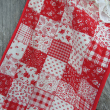 Load image into Gallery viewer, Vintage Patchwork Stocking Christmas Fabric Lace Handmade Red White Floral - At Grandma&#39;s Table