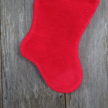 Load image into Gallery viewer, Vintage Plush Fuzzy Christmas Stocking Red White Fur Type Cuff Santa Suit Style Furry Fleece - At Grandma&#39;s Table