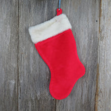 Load image into Gallery viewer, Vintage Plush Fuzzy Christmas Stocking Red White Fur Type Cuff Santa Suit Style Furry Fleece - At Grandma&#39;s Table