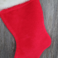 Load image into Gallery viewer, Vintage Plush Fuzzy Christmas Stocking Red White Fur Type Cuff Santa Suit Style Furry Fleece - At Grandma&#39;s Table