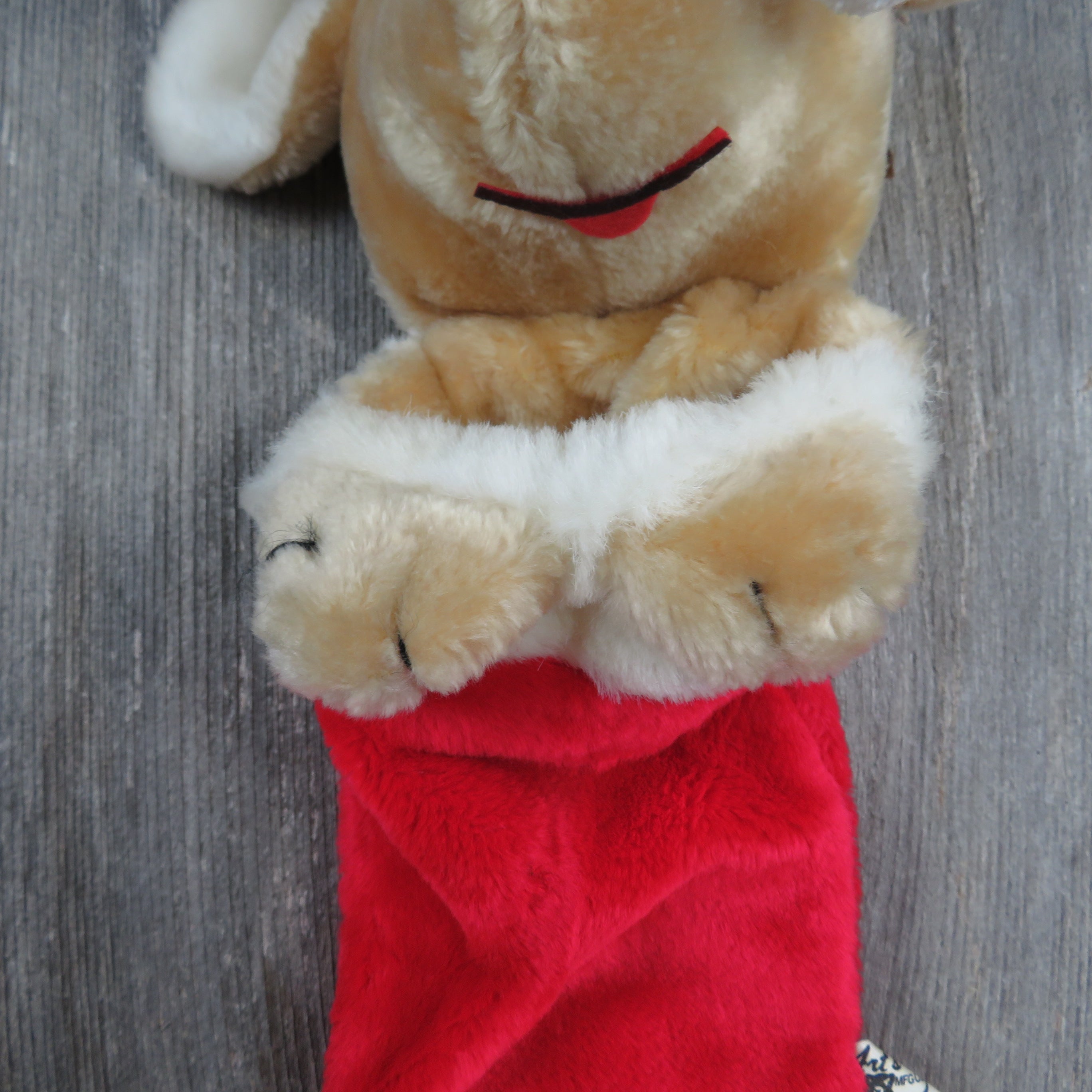Vintage Reindeer Stocking Plush Red Nosed Deer Stuffed Animal Christma ...
