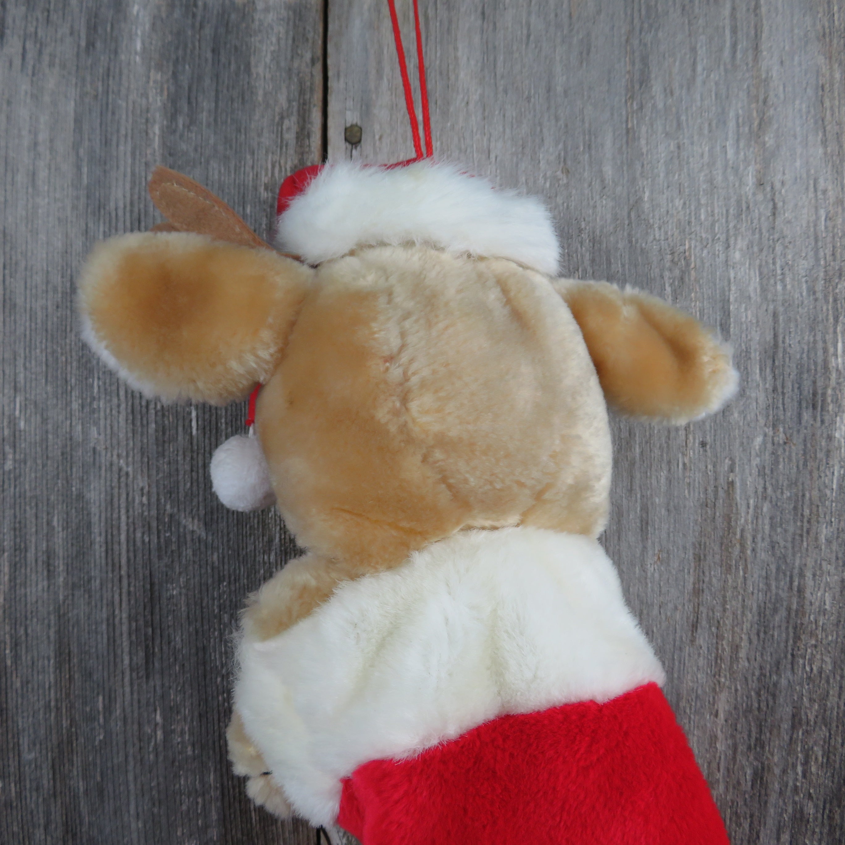 Vintage Reindeer Stocking Plush Red Nosed Deer Stuffed Animal Christma ...