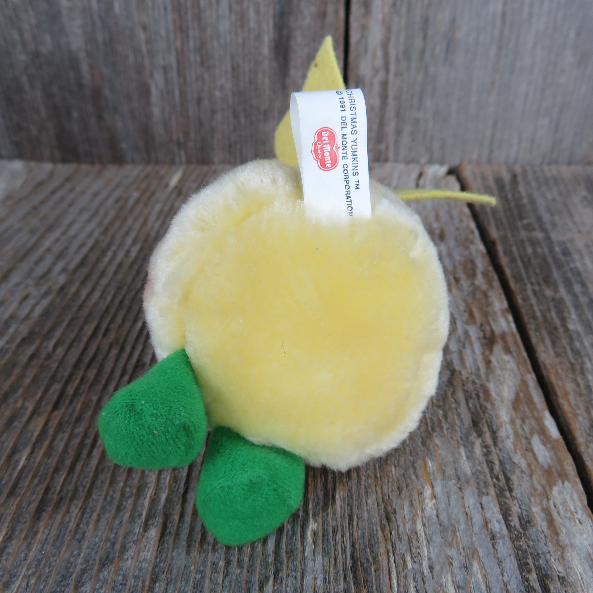 Vintage Pear Ornament Plush Christmas Yumkins Del Monte Fruit and Vegetables 1991 Yellow - At Grandma's Table