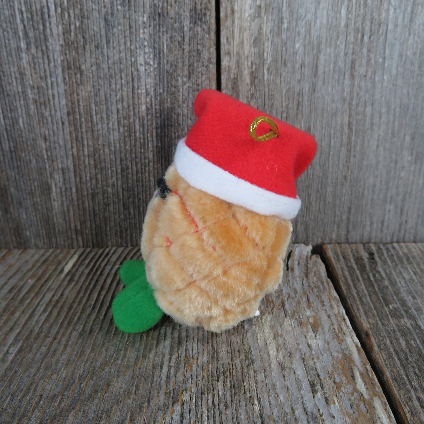 Vintage Pineapple in Santa Hat Ornament Plush Christmas Yumkins Del Monte Fruit and Vegetables 1991 Beige Yellow - At Grandma's Table