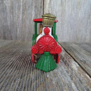 Vintage Teddy Bear Conductor in Train Christmas Ornament Plastic Red White Green - At Grandma's Table