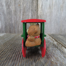 Load image into Gallery viewer, Vintage Teddy Bear Conductor in Train Christmas Ornament Plastic Red White Green - At Grandma&#39;s Table