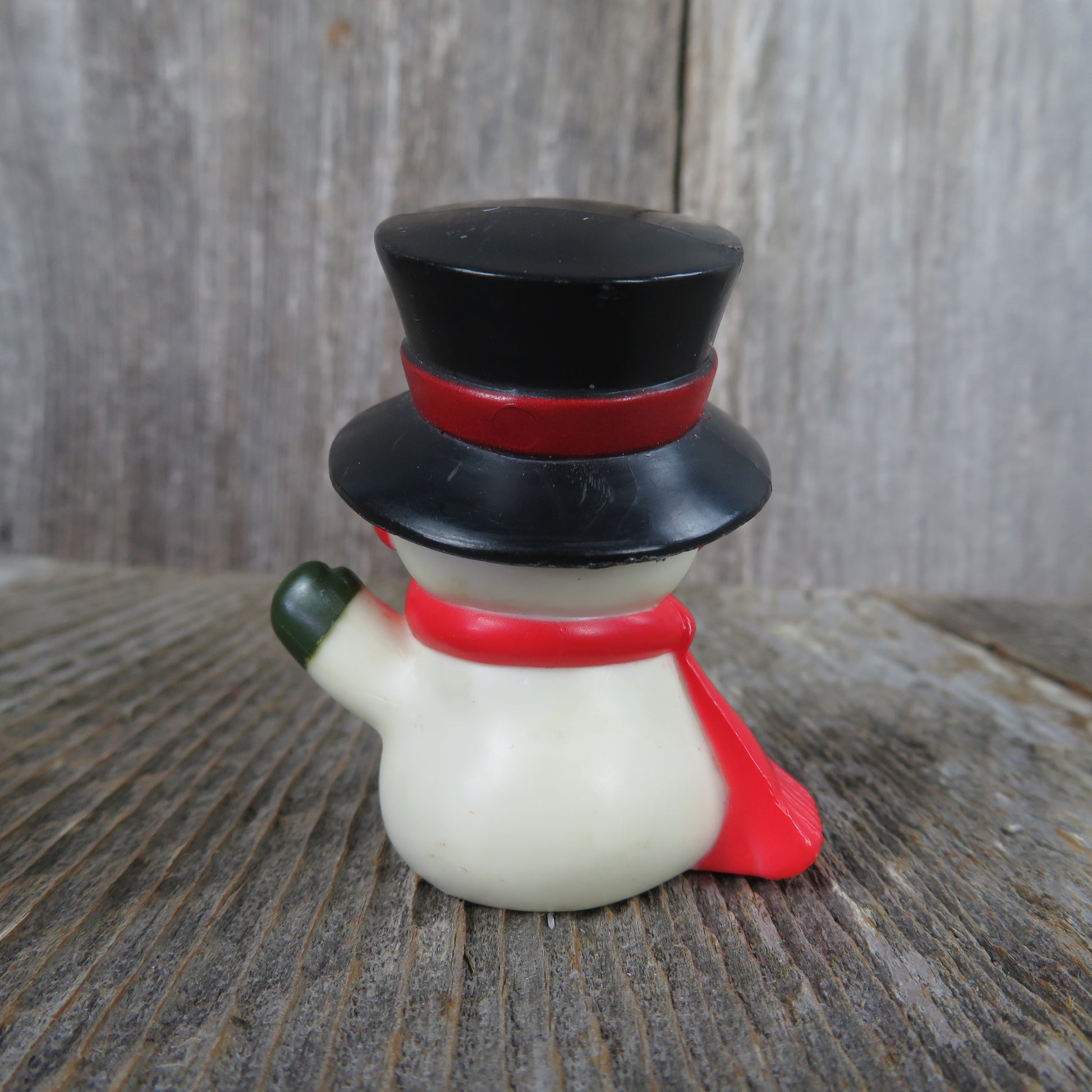 Vintage Snowman With Bird Figurine Plastic Top Hat Mittens Scarf Eyelashes Christmas Village - At Grandma's Table