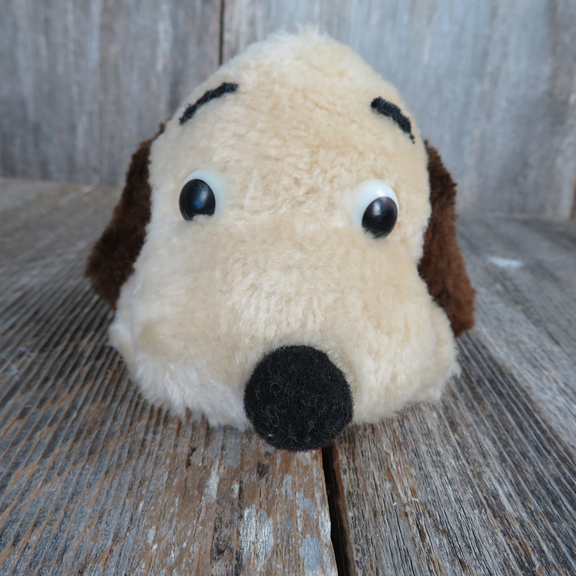 Vintage Dakin Drooper Dog Plush Cream Beige Puppy Brown Ears Stuffed Animal Toy Doll 6 Inch 1973 - At Grandma's Table